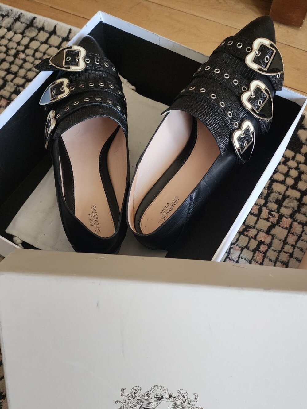 Italian Leather Heart Buckle Loafers
